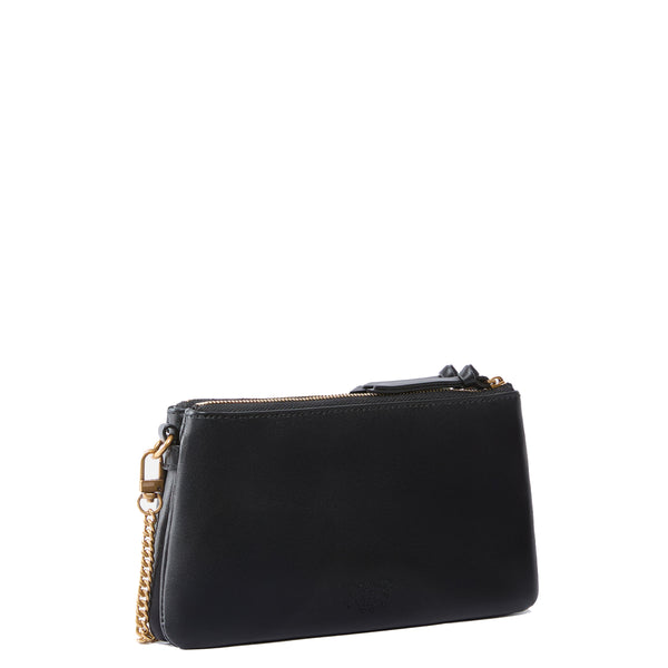 Pinko - Double Mini Nero Antique Gold Crossbody Bag - 105359A0QO - NERO-ANTIQUE/GOLD