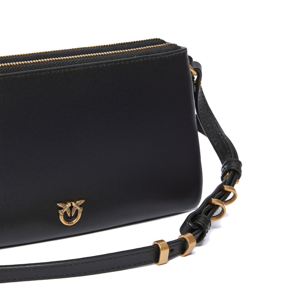 Pinko - Double Mini Nero Antique Gold Crossbody Bag - 105359A0QO - NERO-ANTIQUE/GOLD