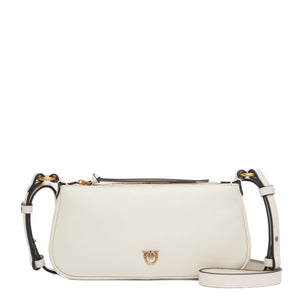 Pinko - Mini Half Moon Bianco Seta Antique Gold Crossbody Bag - 105069A0QO - BIANCO/SETA-ANTIQUE/GOLD