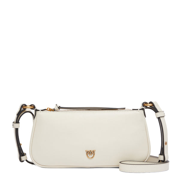 Pinko - Mini Half Moon Bianco Seta Antique Gold Crossbody Bag - 105069A0QO - BIANCO/SETA-ANTIQUE/GOLD