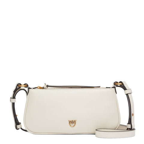 Pinko - Mini Half Moon Bianco Seta Antique Gold Crossbody Bag - 105069A0QO - BIANCO/SETA-ANTIQUE/GOLD
