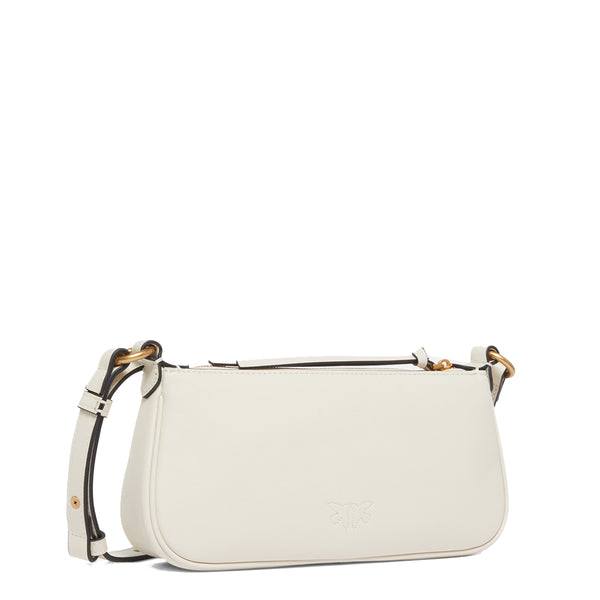 Pinko - Mini Half Moon Bianco Seta Antique Gold Crossbody Bag - 105069A0QO - BIANCO/SETA-ANTIQUE/GOLD
