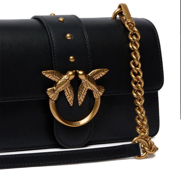 Pinko - Love One Nero Antique Gold Mini Crossbody Bag - 105856A0F1 - NERO-ANTIQUE/GOLD