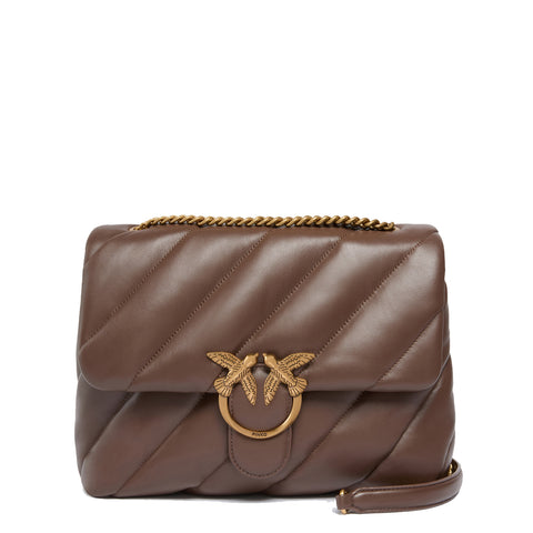 Pinko - Borsa a tracolla Large Love Puff Marrone Castano Antique Gold - 100037A0F2 - MARRONE/CASTANO-ANTIQUE/GOLD