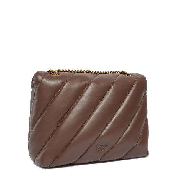 Pinko - Borsa a tracolla Large Love Puff Marrone Castano Antique Gold - 100037A0F2 - MARRONE/CASTANO-ANTIQUE/GOLD