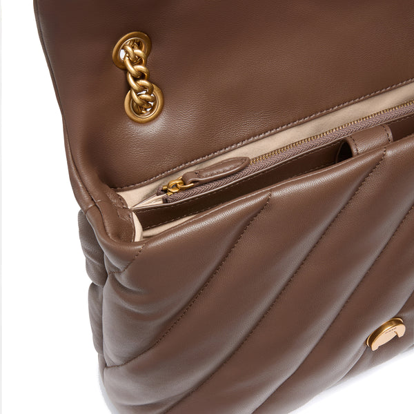 Pinko - Borsa a tracolla Large Love Puff Marrone Castano Antique Gold - 100037A0F2 - MARRONE/CASTANO-ANTIQUE/GOLD