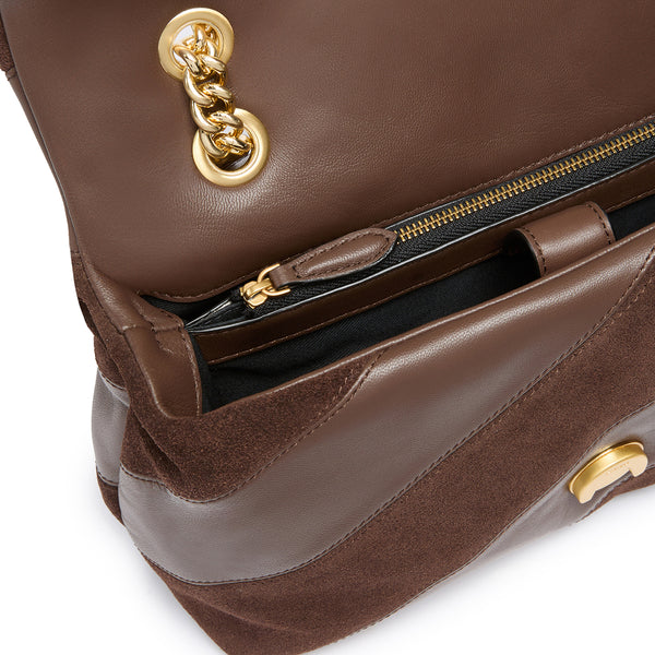 Pinko - Borsa a tracolla Love Puff Suede Marrone Castano Antique Gold - 100038A2JY - MARRONE/CASTANO/MATT/GOLD