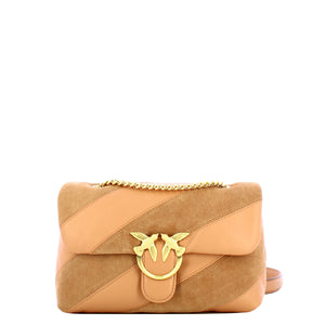 Pinko - Borsa a tracolla Love Puff Suede Rosa Toast Antique Gold - 100038A2JY - ROSA/TOAST-MATT/GOLD