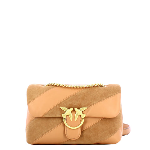 Pinko - Borsa a tracolla Love Puff Suede Rosa Toast Antique Gold - 100038A2JY - ROSA/TOAST-MATT/GOLD