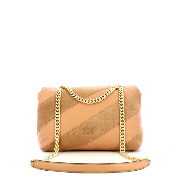 Pinko - Borsa a tracolla Love Puff Suede Rosa Toast Antique Gold - 100038A2JY - ROSA/TOAST-MATT/GOLD