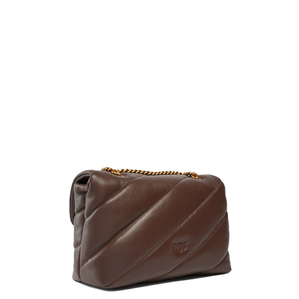 Pinko - Love Puff Marrone Castano Antique Gold Crossbody Bag - 100038A0F2 - MARRONE/CASTANO-ANTIQUE/GOLD