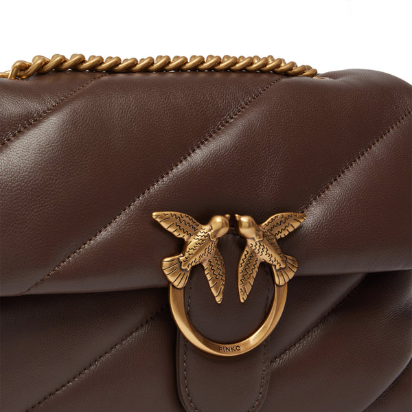 Pinko - Love Puff Marrone Castano Antique Gold Crossbody Bag - 100038A0F2 - MARRONE/CASTANO-ANTIQUE/GOLD