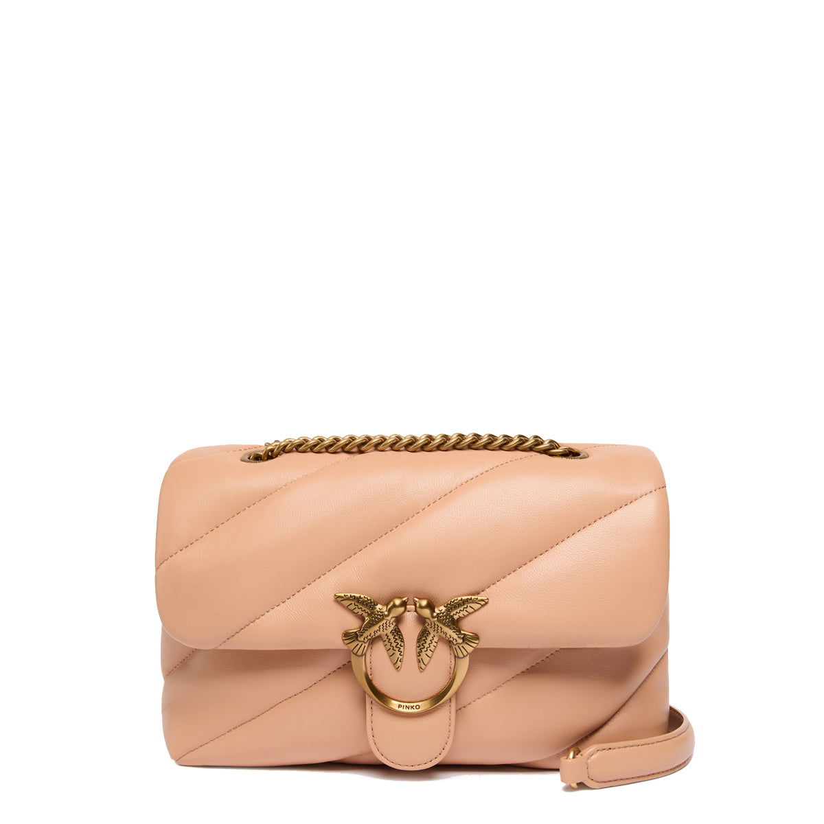 Pinko - Borsa a tracolla Love Puff Rosa Toast Antique Gold - 100038A0F2 - ROSA/TOAST-ANTIQUE/GOLD