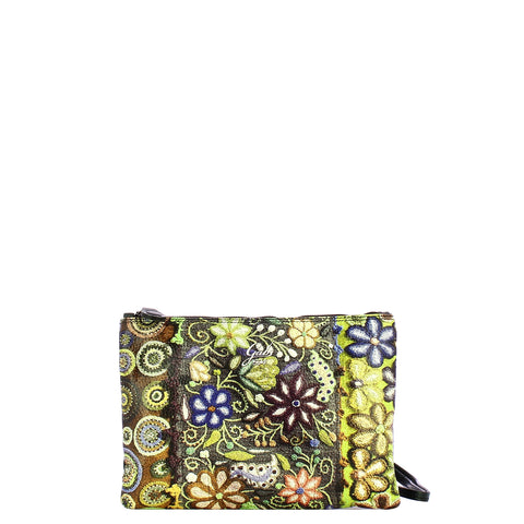 Gabs - Pochette Beyonce M Trip Pelle Bull Black Ricamo Verde Fiore - G000040T2X2361 - 594/-/RICAMO/FIORE/VERDE