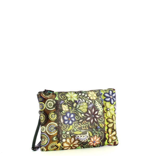 Gabs - Pochette Beyonce M Trip Pelle Bull Black Ricamo Verde Fiore - G000040T2X2361 - 594/-/RICAMO/FIORE/VERDE