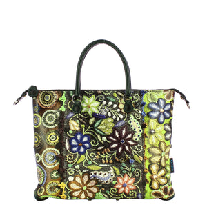 Gabs - Bag G3 Plus M Trip Pelle Bull Black Ricamo Verde Fiore - G000033T2X2361 - 594/-/RICAMO/FIORE/VERDE