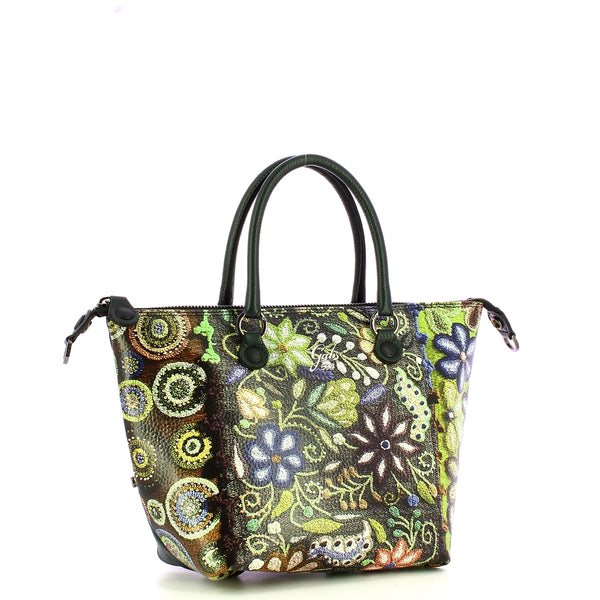 Gabs - Bag G3 Plus M Trip Pelle Bull Black Ricamo Verde Fiore - G000033T2X2361 - 594/-/RICAMO/FIORE/VERDE