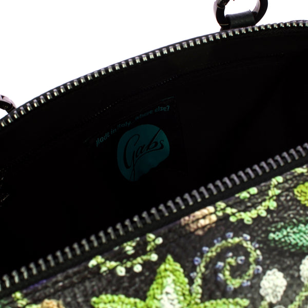 Gabs - Bag G3 Plus M Trip Pelle Bull Black Ricamo Verde Fiore - G000033T2X2361 - 594/-/RICAMO/FIORE/VERDE