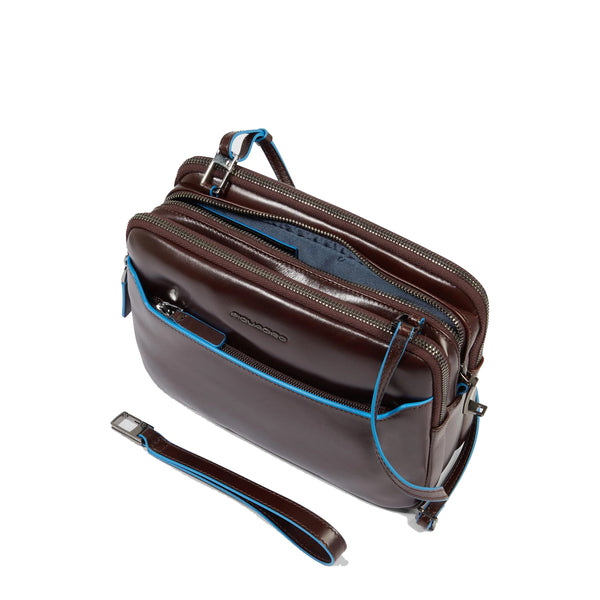 Piquadro - Pochette with fingerprint closure Blue Square Mogano - AC6902B2R - MOGANO