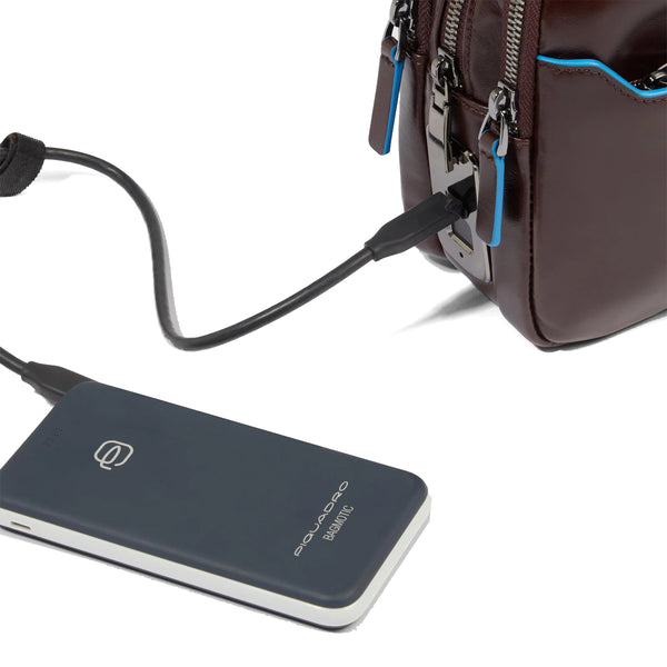 Piquadro - Pochette with fingerprint closure Blue Square Mogano - AC6902B2R - MOGANO