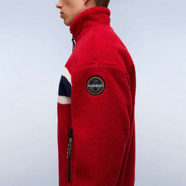 Napapijri - Felpa in pile Fiemme Medium Red - NP0A88TC - FZF/MEDIUM/RED