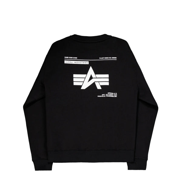 Alpha Industries - Felpa Label Backprint Black - 258307 - BLACK
