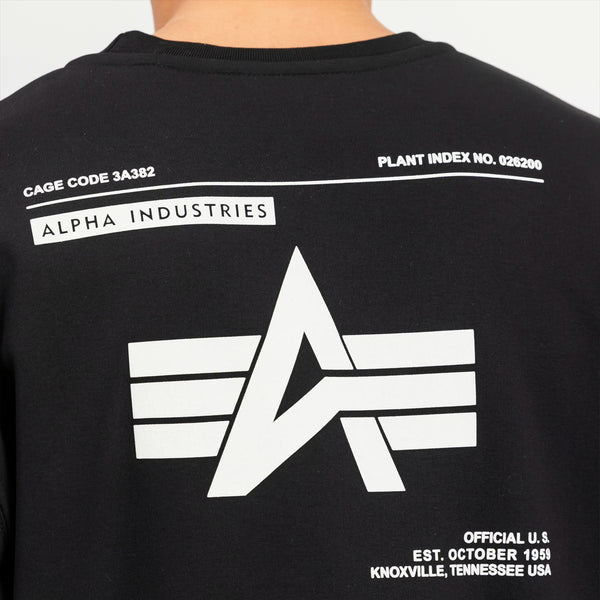 Alpha Industries - Felpa Label Backprint Black - 258307 - BLACK