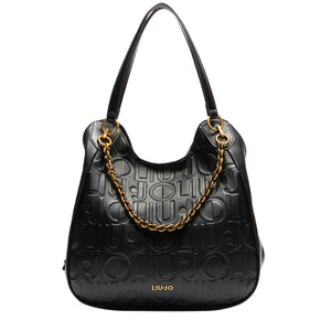 Liu Jo - Hobo bag large with chain Black - AA5054E0538 - BLACK
