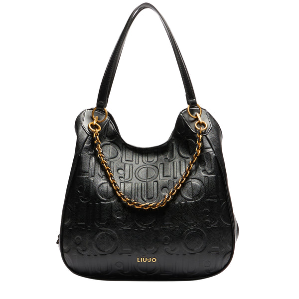 Liu Jo - Hobo bag large with chain Black - AA5054E0538 - BLACK