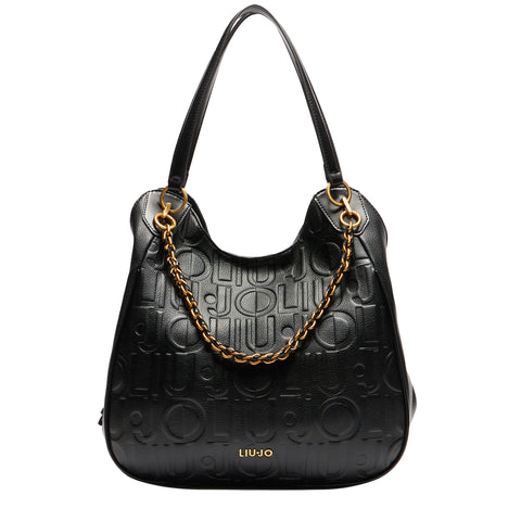 Liu Jo - Hobo bag large with chain Black - AA5054E0538 - BLACK
