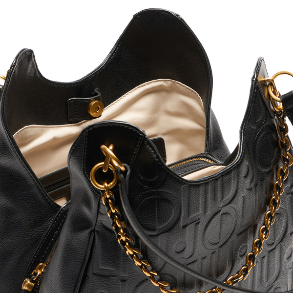Liu Jo - Hobo bag large with chain Black - AA5054E0538 - BLACK