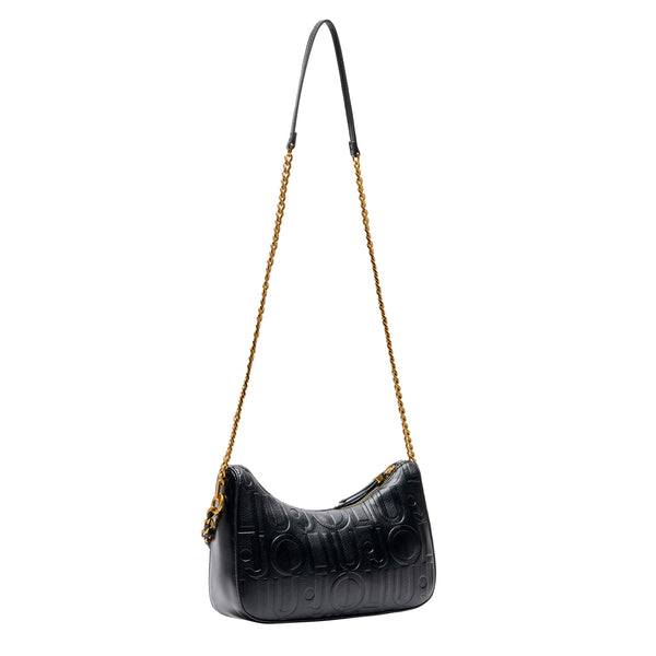 Liu Jo - Hobo Bag small with logo Black - AA5056E0538 - BLACK