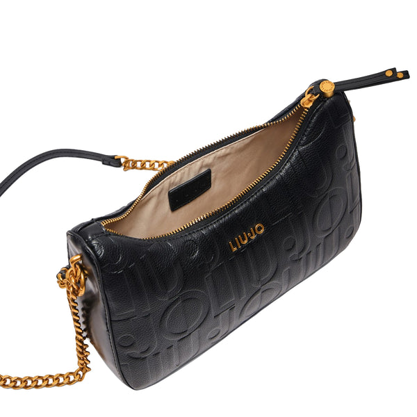 Liu Jo - Hobo Bag small with logo Black - AA5056E0538 - BLACK