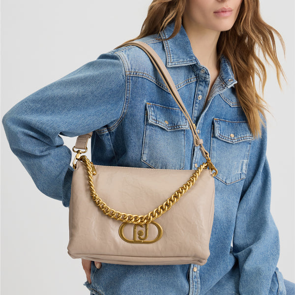 Liu Jo - LaPuffy medium Dark Sand Shoulder Bag - AA5141E0886 - DARK/SAND