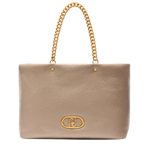 Liu Jo - LaPuffy large Tote Bag with chain Dark Sand - AA5146E0886 - DARK/SAND