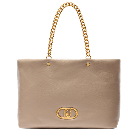 Liu Jo - LaPuffy large Tote Bag with chain Dark Sand - AA5146E0886 - DARK/SAND