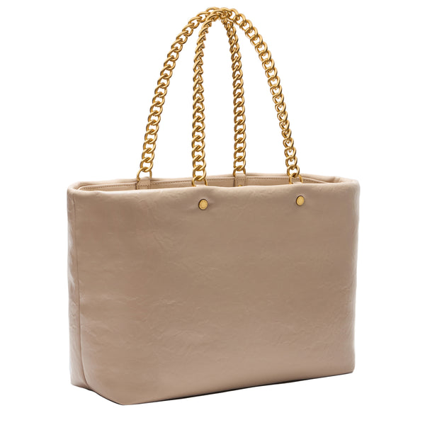 Liu Jo - LaPuffy large Tote Bag with chain Dark Sand - AA5146E0886 - DARK/SAND