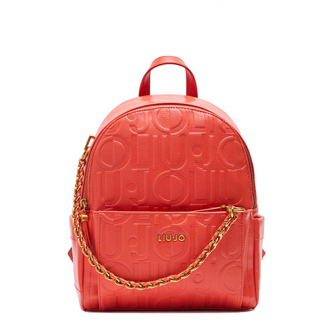 Liu Jo - Backpack with logo and chain Pumpkin - AA5196E0538 - PUMPKIN