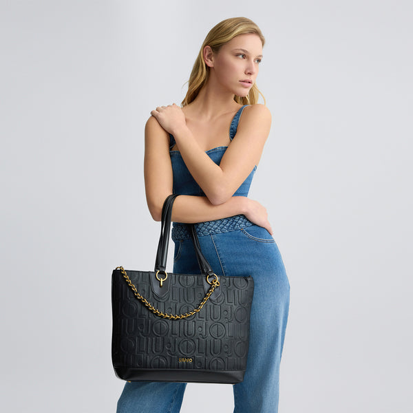 Liu Jo - Tote bag medium with logo Black - AA5197E0538 - BLACK
