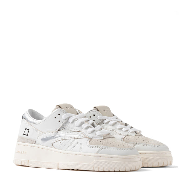 D.A.T.E. - Torneo Shiny White Silver Sneakers - W431-TO-SH - WHITE-SILVER