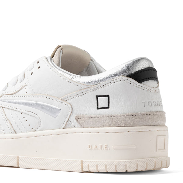 D.A.T.E. - Torneo Shiny White Silver Sneakers - W431-TO-SH - WHITE-SILVER