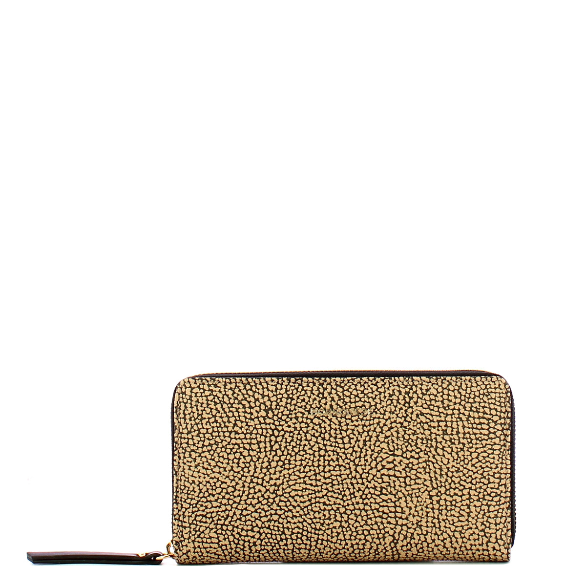 Borbonese - Portafoglio Large Zip Around OP Naturale Nero - 2200410170 - OP/NATURALE/NERO