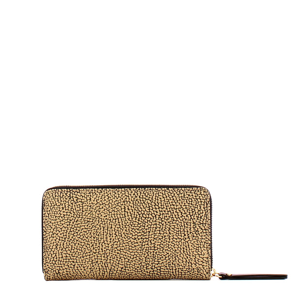 Borbonese - Portafoglio Large Zip Around OP Naturale Nero - 2200410170 - OP/NATURALE/NERO