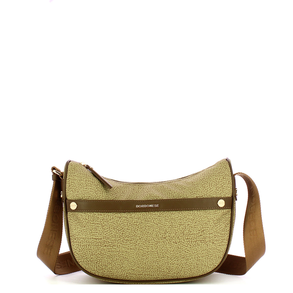 Borbonese - Tracolla Luna Bag Small Verde Olio - 223033J47 - VERDE/OLIO