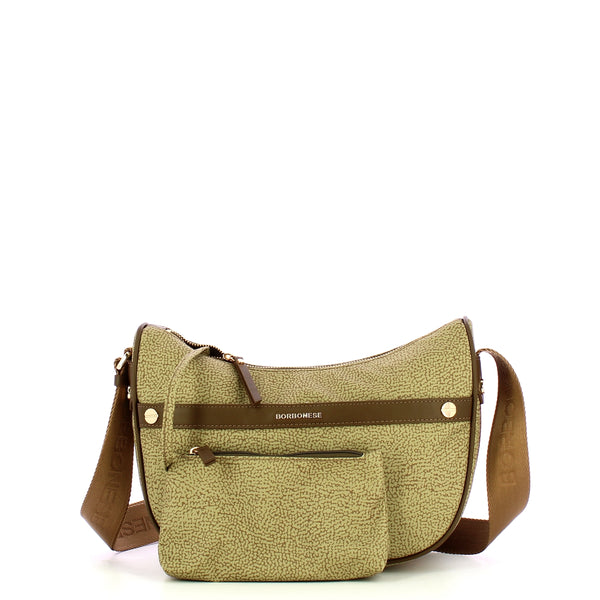 Borbonese - Tracolla Luna Bag Small Verde Olio - 223033J47 - VERDE/OLIO