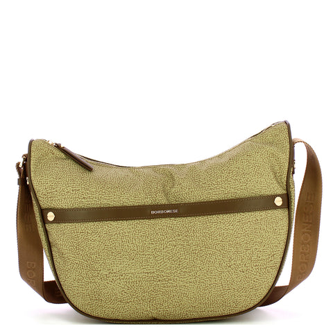 Borbonese - Tracolla Luna Bag Medium Verde Olio - 223034J47 - VERDE/OLIO