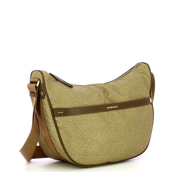 Borbonese - Tracolla Luna Bag Medium Verde Olio - 223034J47 - VERDE/OLIO