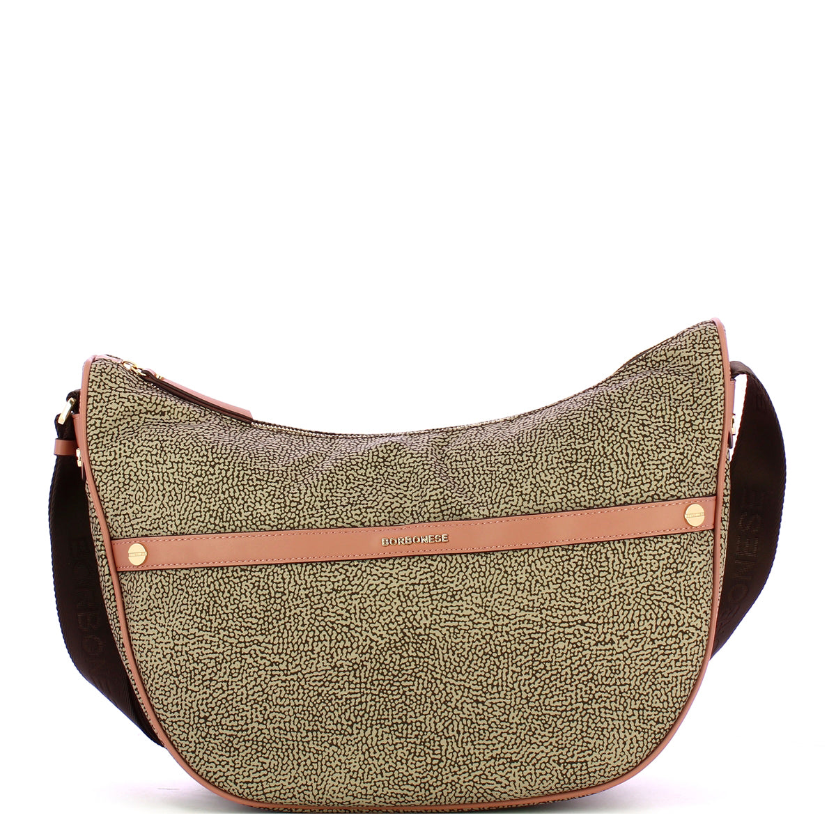 Borbonese - Tracolla Luna Bag Medium OP Naturale Cipria - 223034J47 - OP/NATURALE/CIPRIA