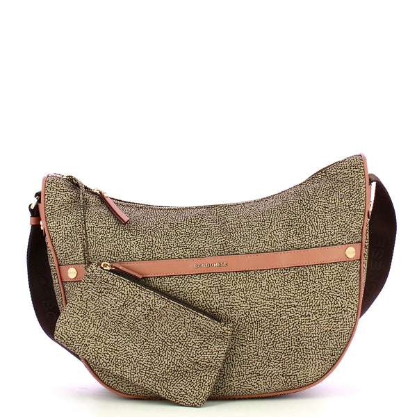 Borbonese - Tracolla Luna Bag Medium OP Naturale Cipria - 223034J47 - OP/NATURALE/CIPRIA