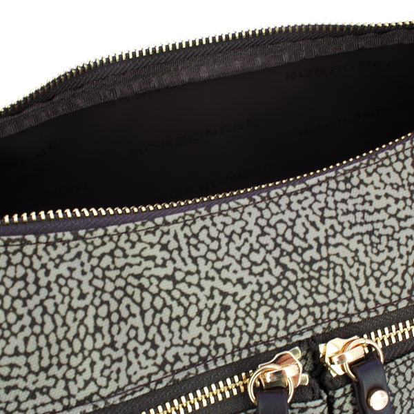 Borbonese - Tracolla Luna Bag Middle OP Naturale Testa Moro - 223219J47 - OP/NATURALE/TESTA/MORO